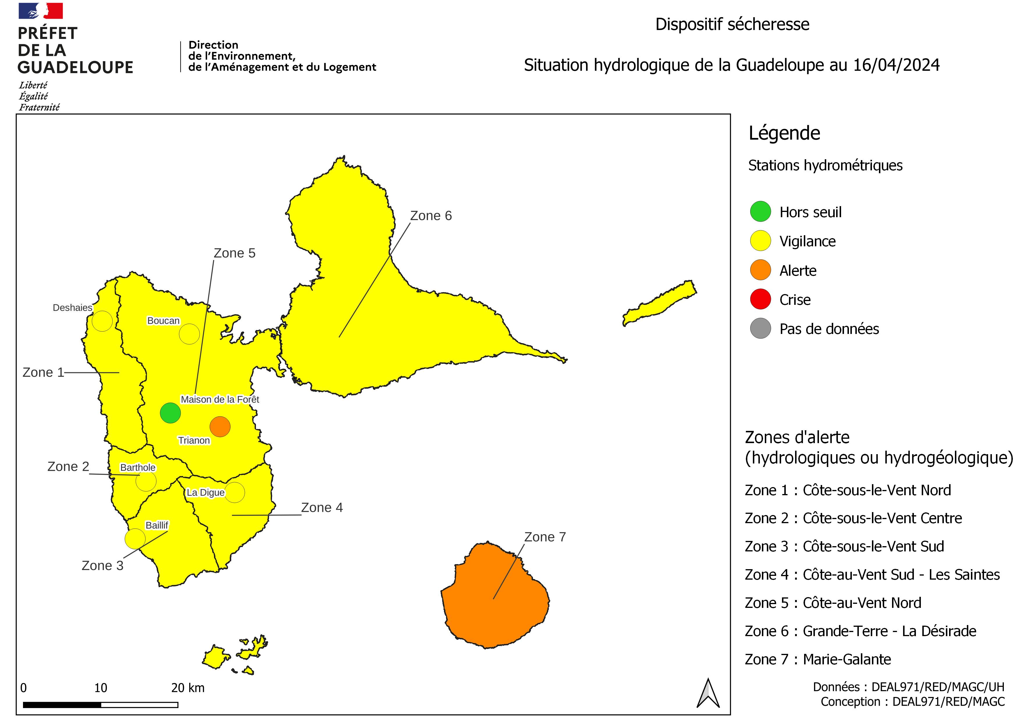 Situation hydrologique au 16 avril 2024
