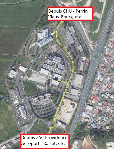 Itinéraire depuis le CHU ou depuis l'aéroport